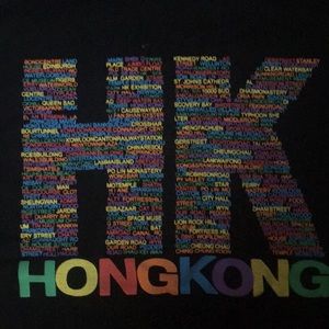 Hong Kong Size L Short Sleeve Tee Colorful Logo